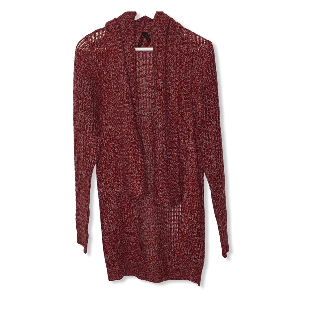 YOKI loose weave red marled cardigan | L